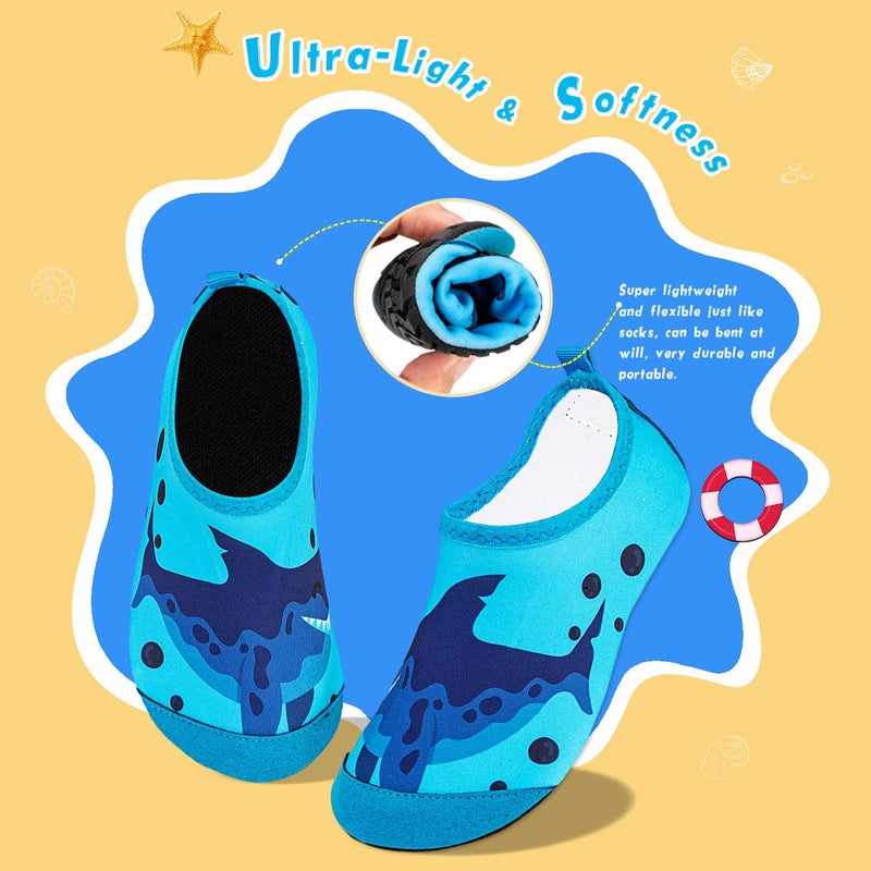 WateLves Kids Water Shoes Toddler Girls Boys Barefoot Non-Slip Quick Dry Aqua Socks for Beach Swim Walking (Deep Sea Shark, 20/21) - Image 4